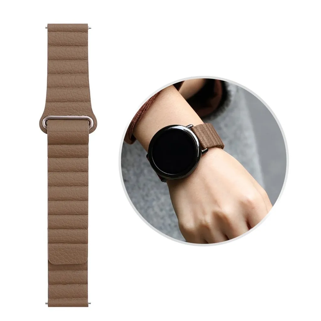 Garmin Vivomove 3s Ekte Skinn Klokke Armbånd - Khaki