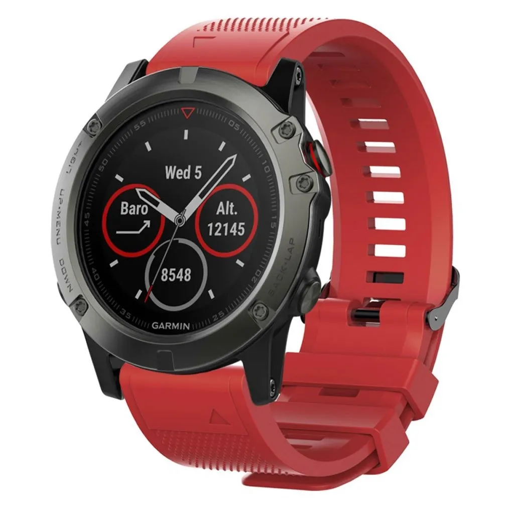 26mm Garmin Fenix ​​5x / 5x Plus / Fenix ​​3/3 Hr Silikon Klokkereim - Rød