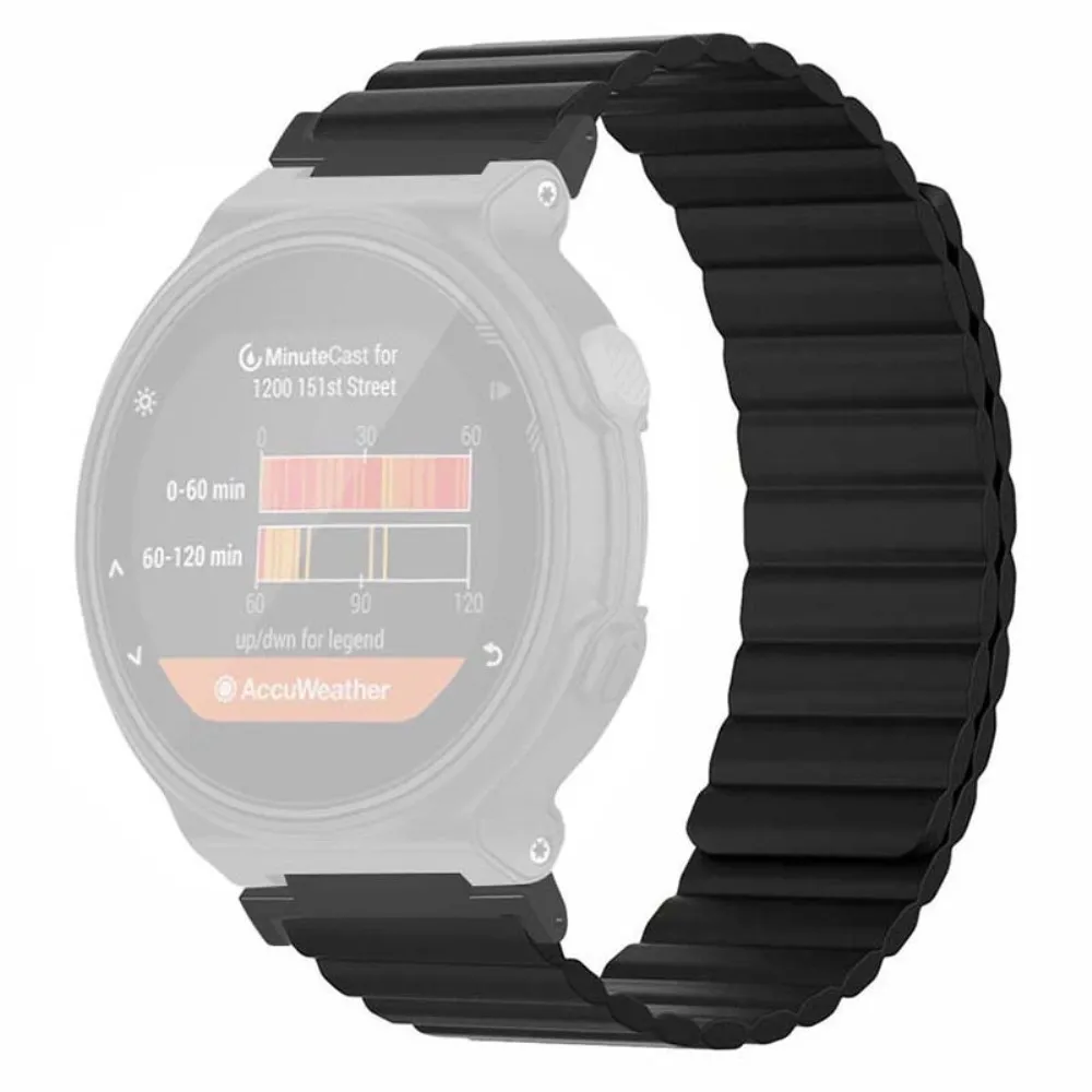 Garmin Forerunner 220 / 230 / 235 / 735XT / 620 / 63 Fleksibel stropp magnetisk smartklokkearmbånd - Svart