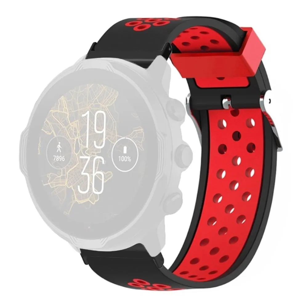 Suunto Spartan Sport Wrist HR Baro / Suunto 7 Armbånd 24mm Fleksibel erstatningsrem med pustende hull - Svart + Rød