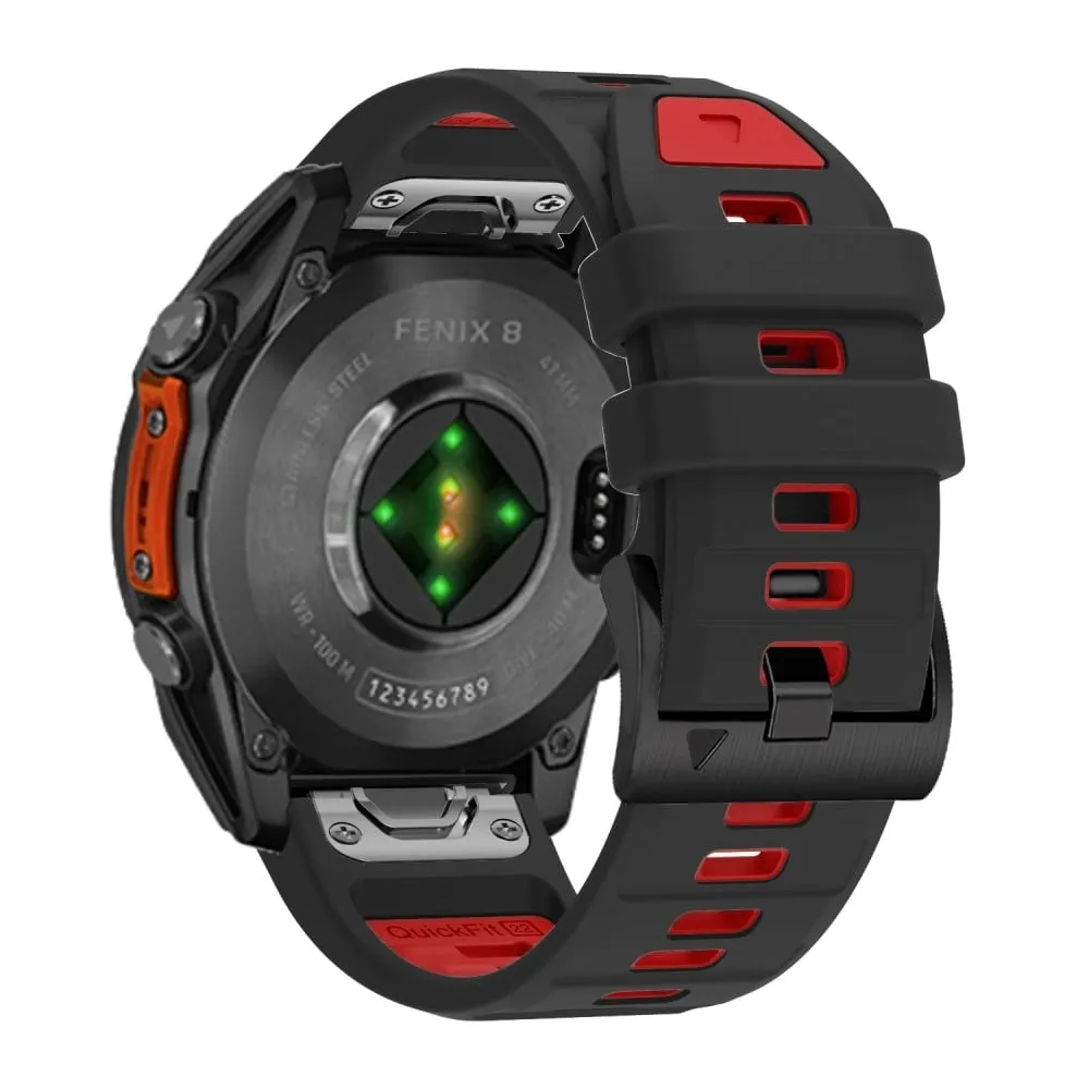 26 mm klokkerem Garmin Fenix 8 51 mm / Enduro 3 / Instinct 2X Universal Silikonarmbånd - Svart + Rød