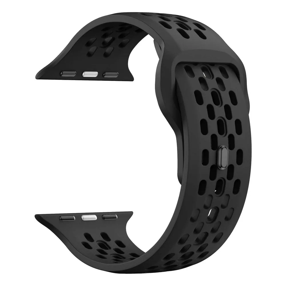 Armbånd Apple Watch Series 41mm - 40mm - 38mm Hulldesign Silikonarmbånd - Svart