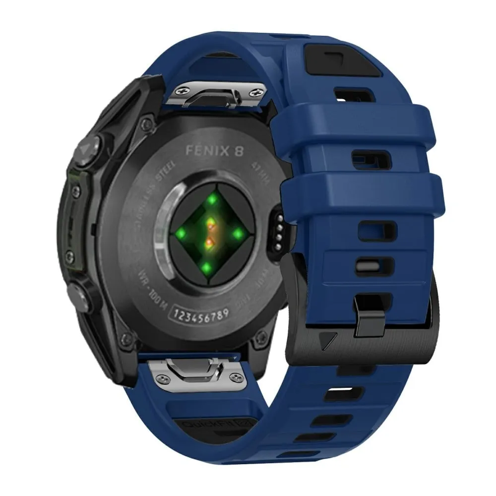 26mm Watch Band Garmin Fenix 8 51mm / Instinct 2X / Fenix 7X / Enduro 2 , Dual Color Silicone Replacement Strap - Safir + Svart