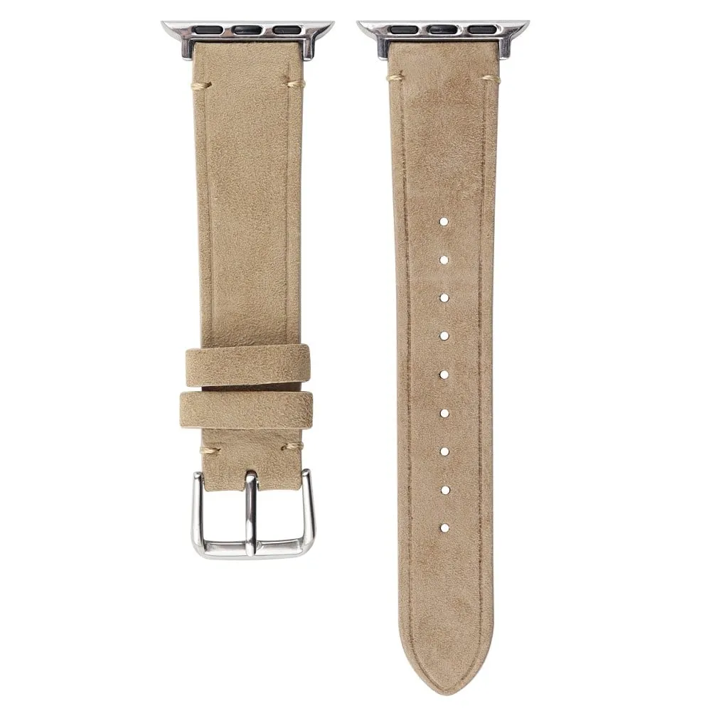 Apple Watch Series 41mm - 40mm - 38mm Universal lærklokkearmbånd med myk rem - Melkete