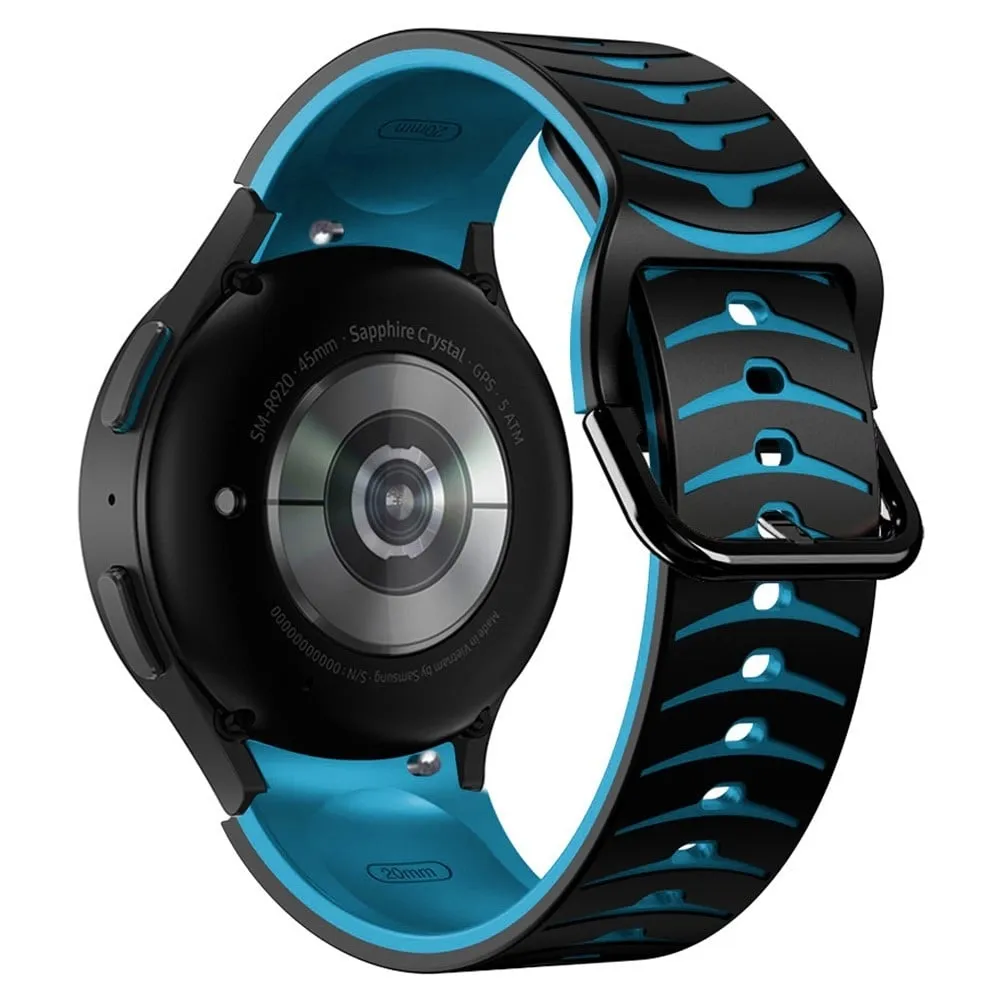Silikonrem Samsung Galaxy Watch7 44mm 40mm / Watch FE 40mm / Watch6 44mm 40mm Dual Color Watch Band - Svart + Himmelblå