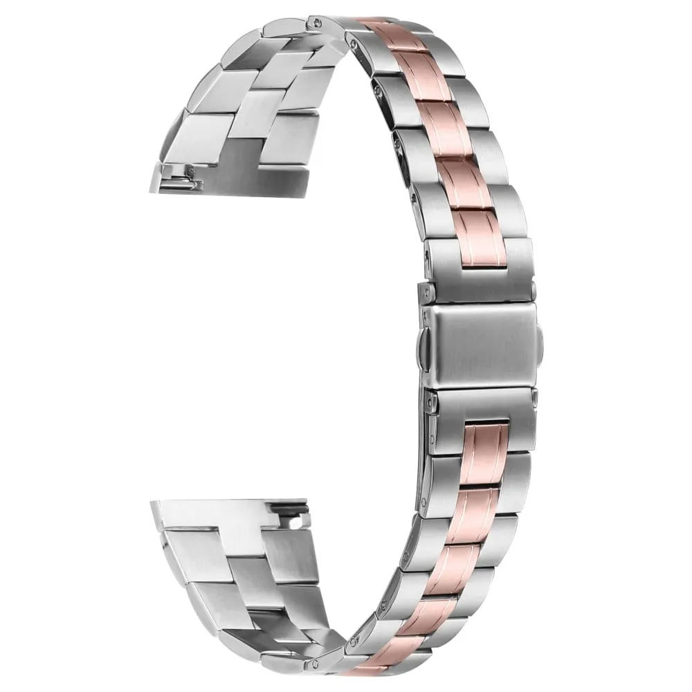 Garmin Vivoactive 4 Fashion Armbånd i rustfritt stål, ultratynt smartklokkearmbånd - Sølv + Rosa Gull