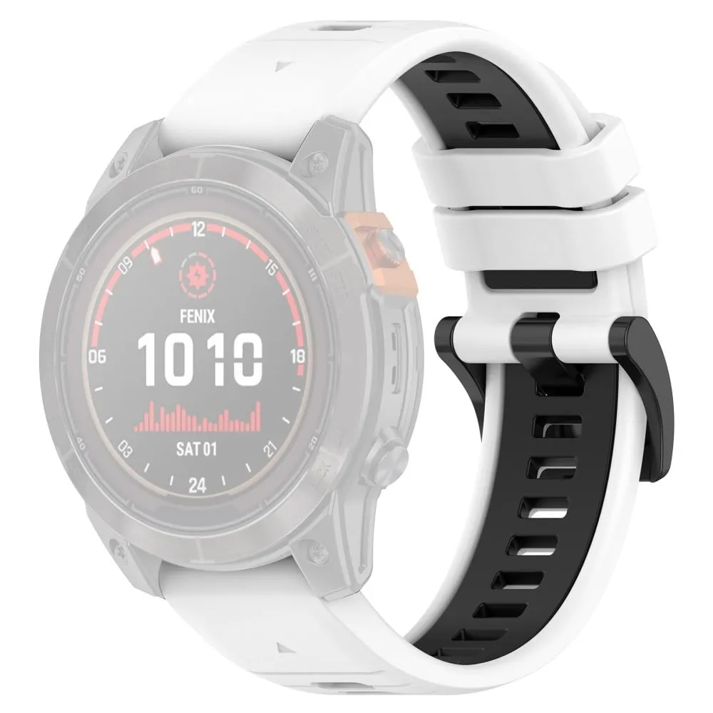 Garmin Fenix 7 / 7 Pro / 6 / 6 Pro QuickFit 22 mm klokkerem i silikon med to farger - Hvit + Svart