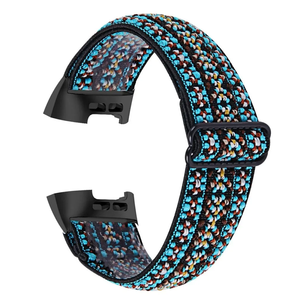 Fitbit Charge 4 / 3 elastisk nylonrem med mønster - Grønn Stripe