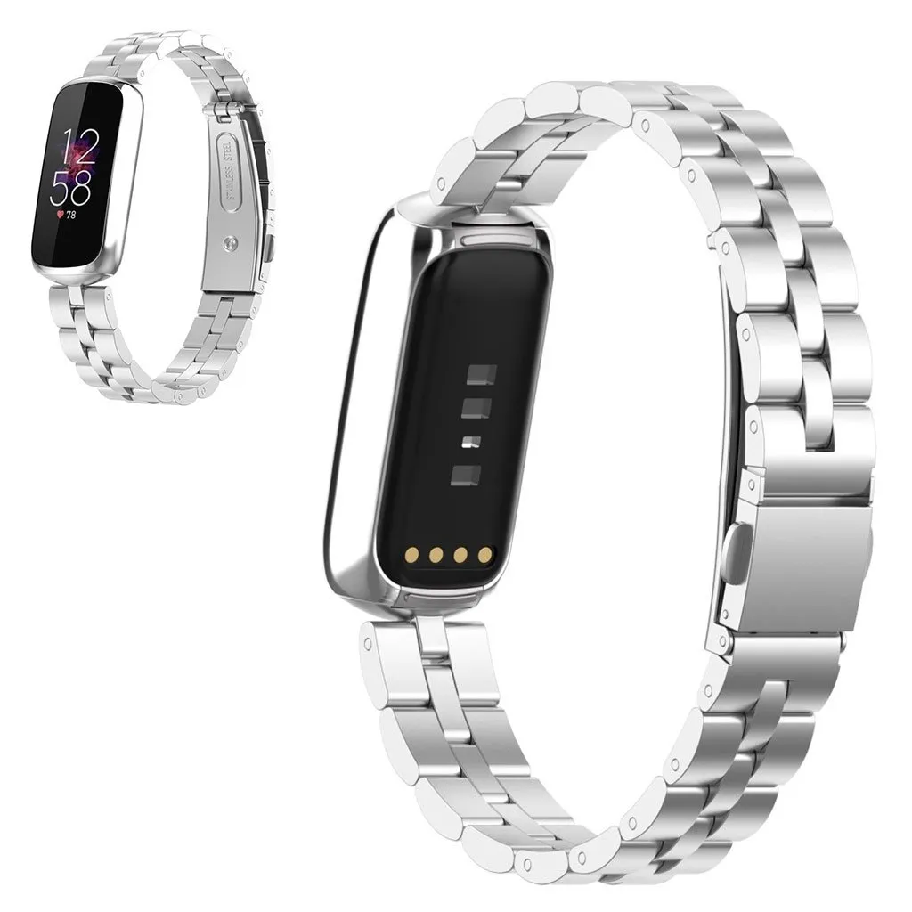 Fitbit Luxe klokkerem med tre perler i rustfritt stål - Sølv