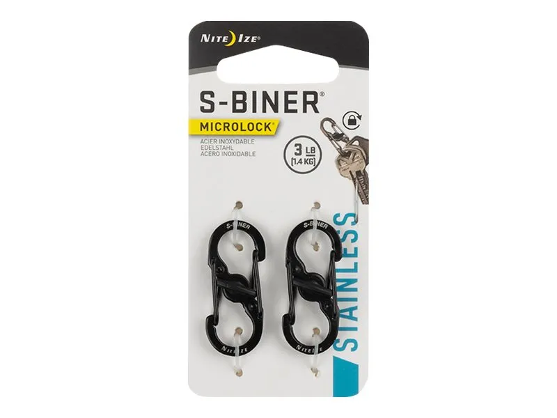 Nite Ize S-Biner Microlock - Karabinerklips - svart (en pakke 2)