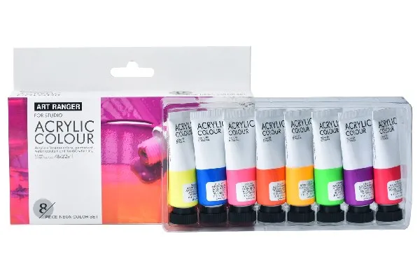 Akrylmaling sett 8 stk. 22 ml neonfarger
