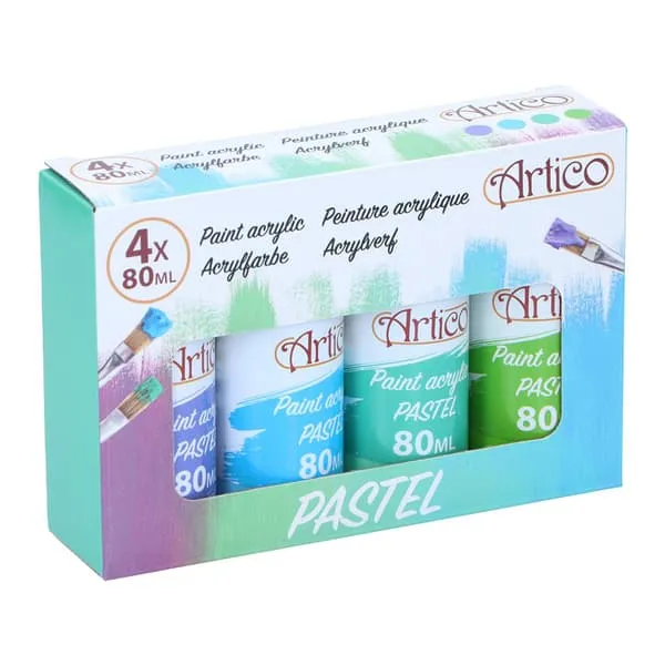 Artico Akrylmaling Pastell 80ml 4-pak - Gul/Rosa