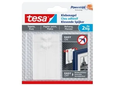 TESA 77776-00000, Innendørs, Universalkrok, Hvit, Limstrimmel, 2 kg, Gips