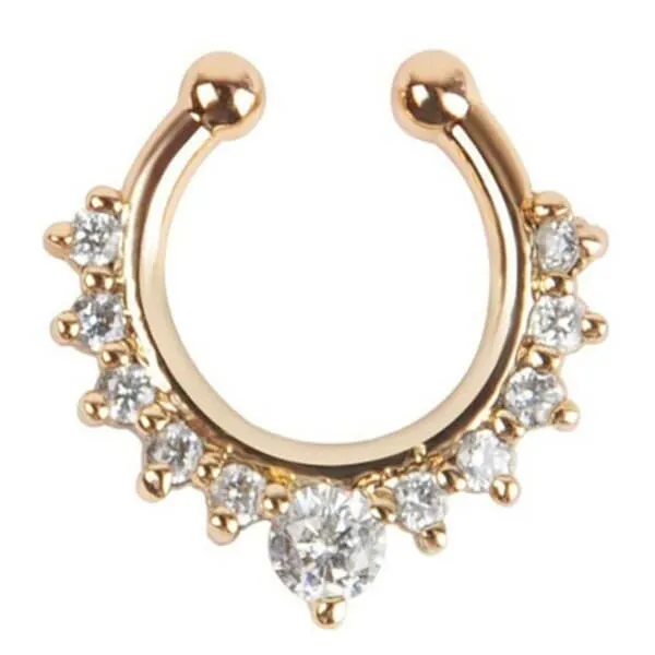 Falske septum naspiercing nese ring uten hull gull