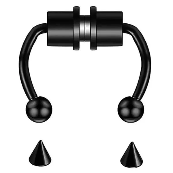 Magnetisk falsk nese ring septum naspiercing svart