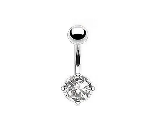 Diamantpiercing som glitrer av kirurgisk stål