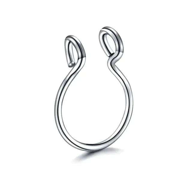 Fake Nese Ring Septum Piercing Clip-On Sølv