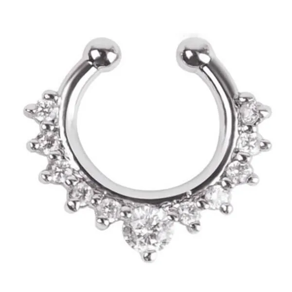 Falske septum naspiercing nese ring uten hull sølv