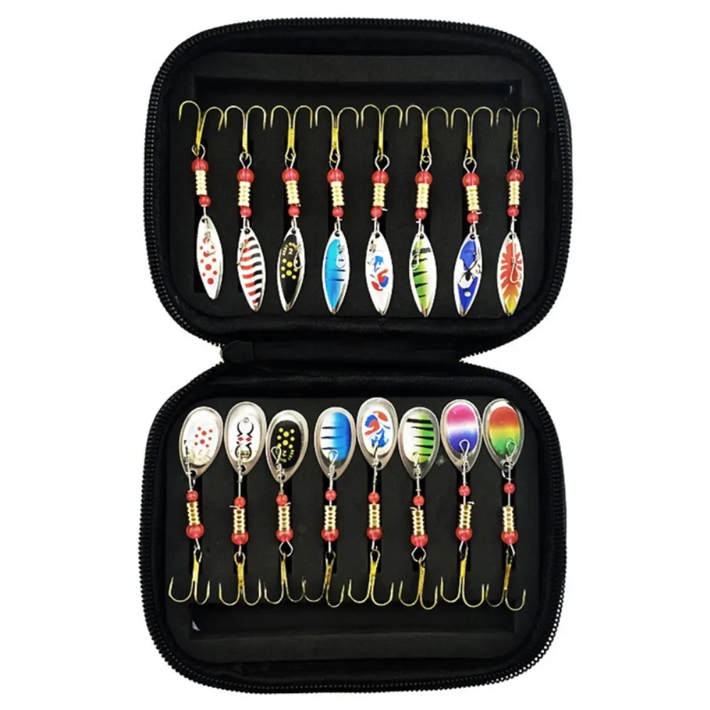 16 stk 3g metallspinner agn for fiskelokk med oppbevaringspose - B