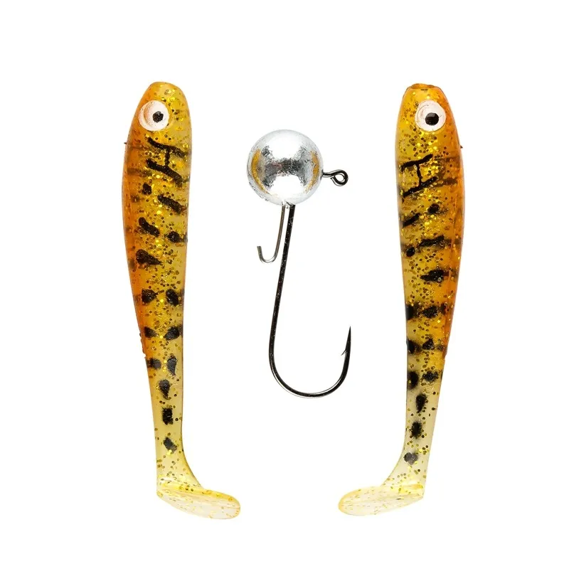 IFISH The Demon Shad 7cm, 2-pakning inkludert Jig Head - Motoroil