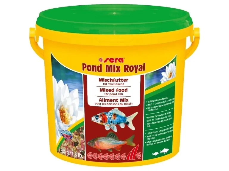 sera Pond Mix Royal, Damfisk, Tørr fiskemat, Mix, Vitamin A, Vitamin B1, Vitamin B2, Vitamin C, Vitamin D3, Vitamin E, 32,5%, 6,6%