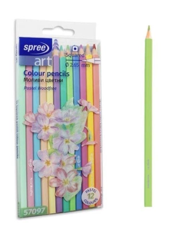 SPREE Colored pencils 12 pcs PASTELCOLORED