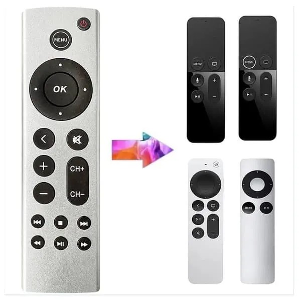 Fjernkontroll til Apple TV 4K/Gen 1/2/3/4/HD A2169 A1842 A1625 uten stemmestyring - Sølv