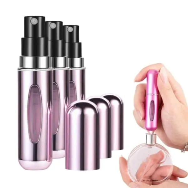 3 -pakke mini påfyllings parfymeflaske - påmeldte reisebeholdere 5 ml rosa