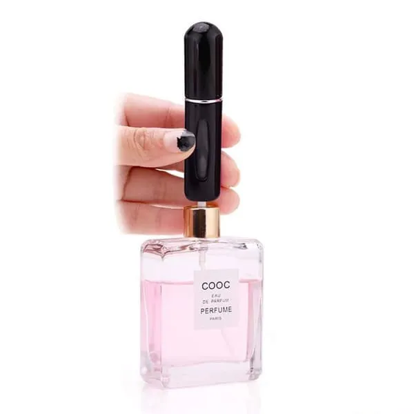Svart reisebeholder for parfyme 5 ml enkel fylling av parfymeflaske