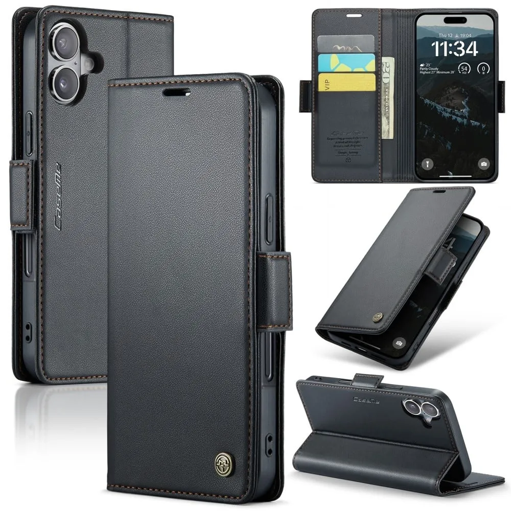 CaseMe iPhone 16 glatt etui - Svart