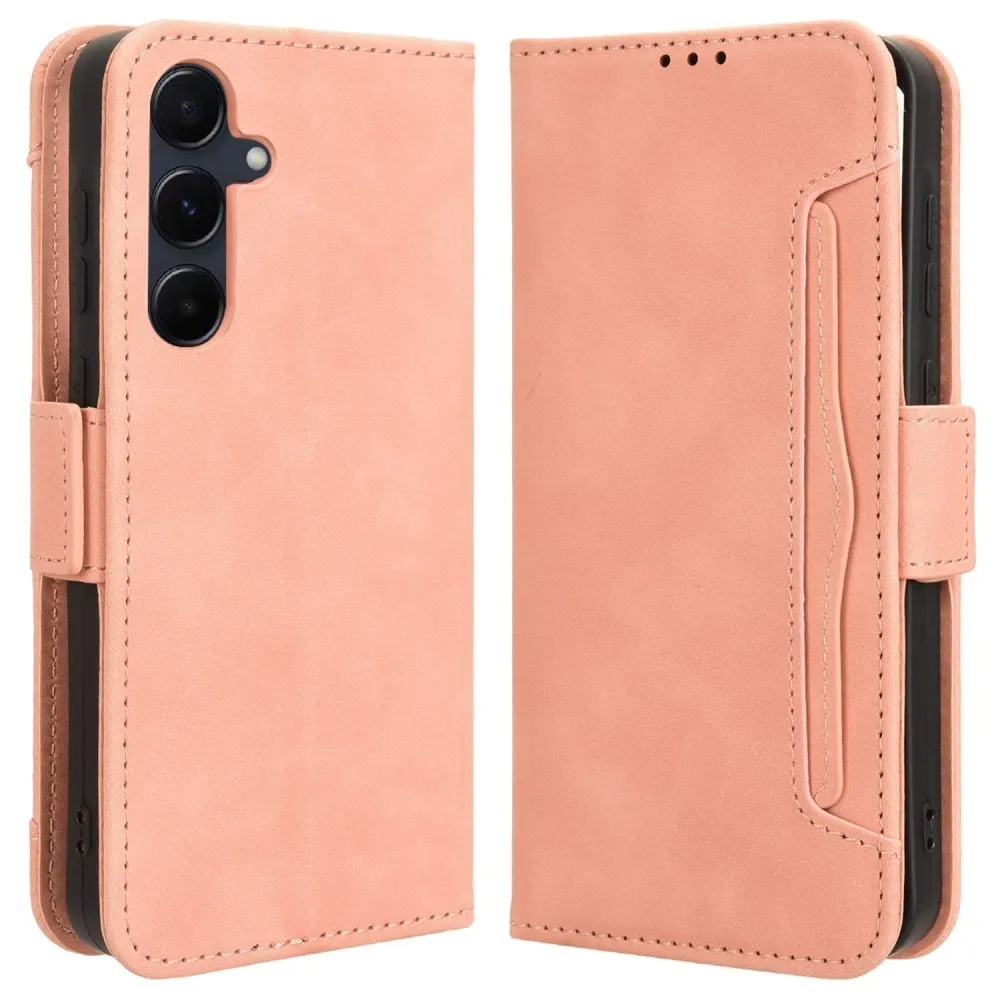 Lommebok-etui i moderne skinn-design Samsung Galaxy A55 - Rosa