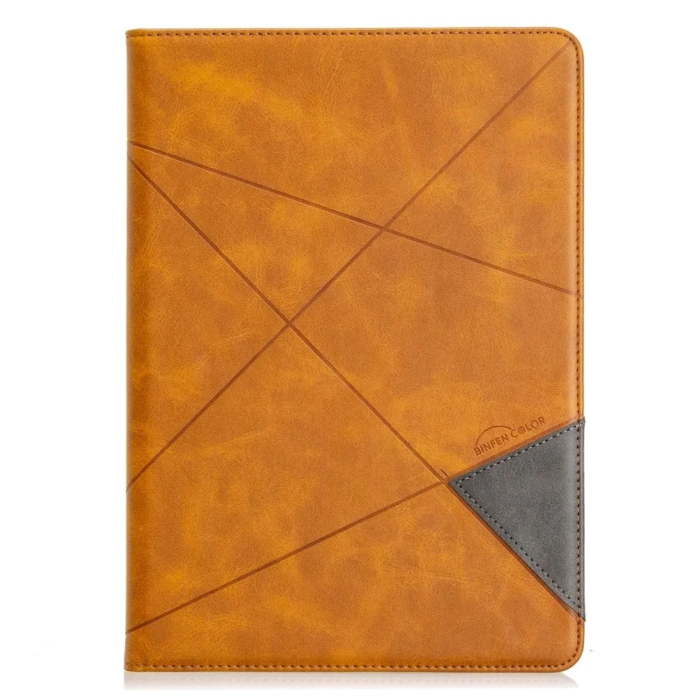 iPad 10.2 (2021) / (2020) / Air (2019) geometrisk mønster flip-etui i skinn - Brun