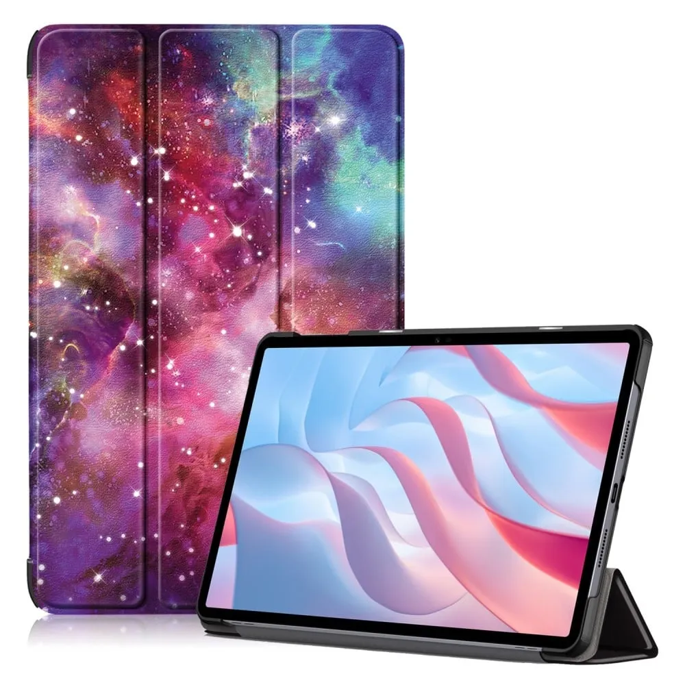 Vegansk lærveske til nettbrett Honor Pad X9 / Pad X8 Pro, mønsterutskrift Trifold Stand Folio beskyttelsesdeksel - Melkeveien