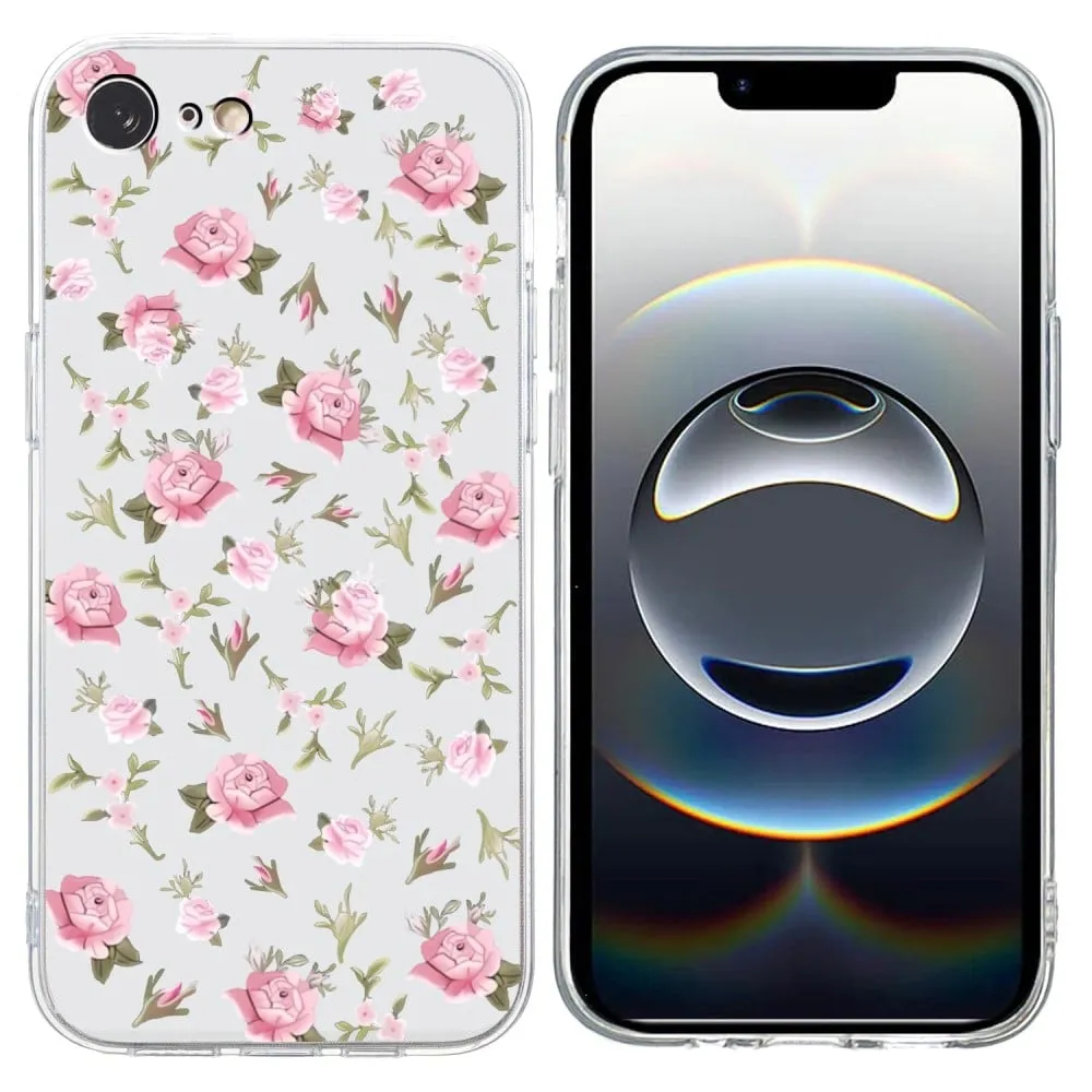 iPhone 16e-etui Mykt, fleksibelt bakdeksel med mønsterutskrift - Rosa Blomst