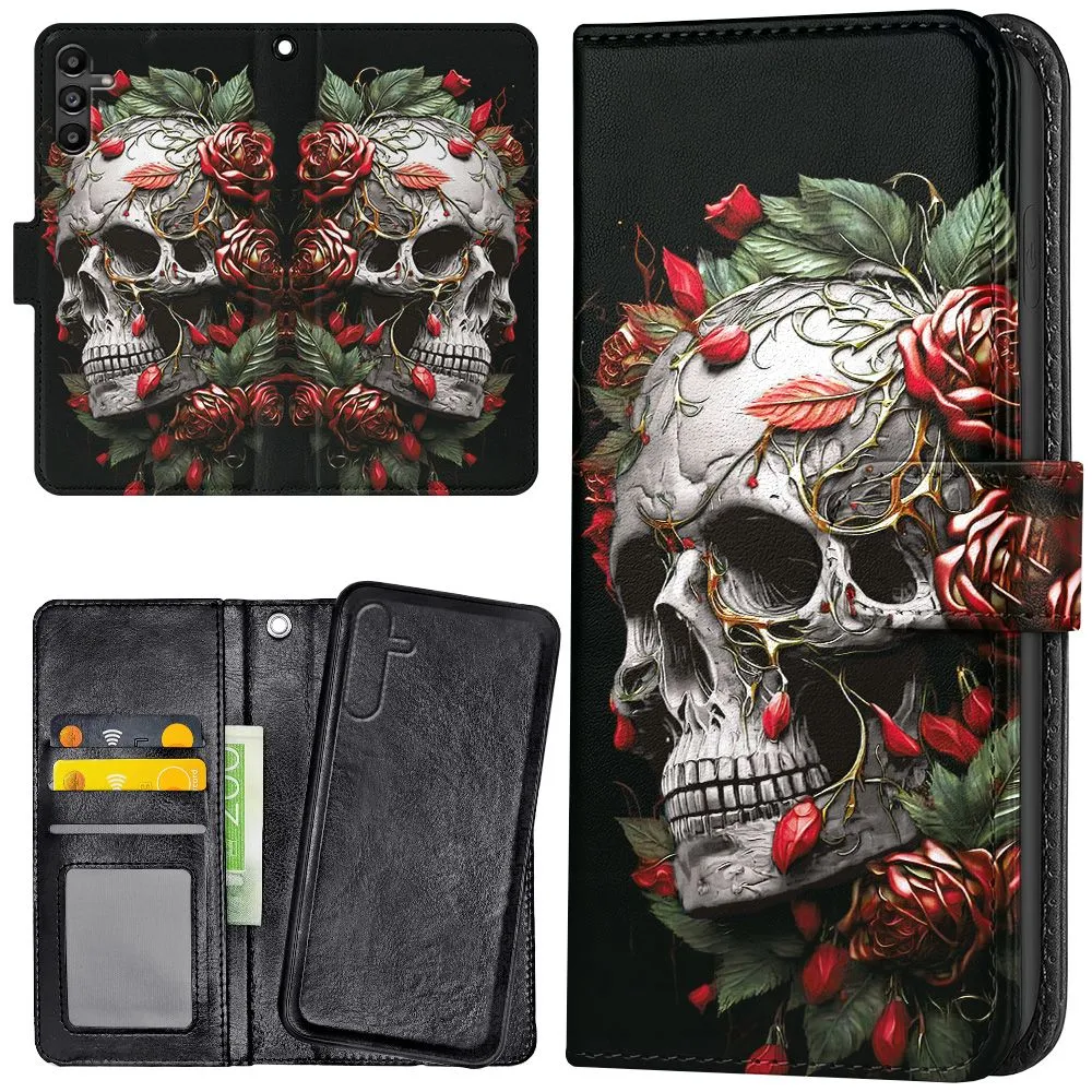 Samsung Galaxy A17 5G - Lommebok Deksel Skull Roses