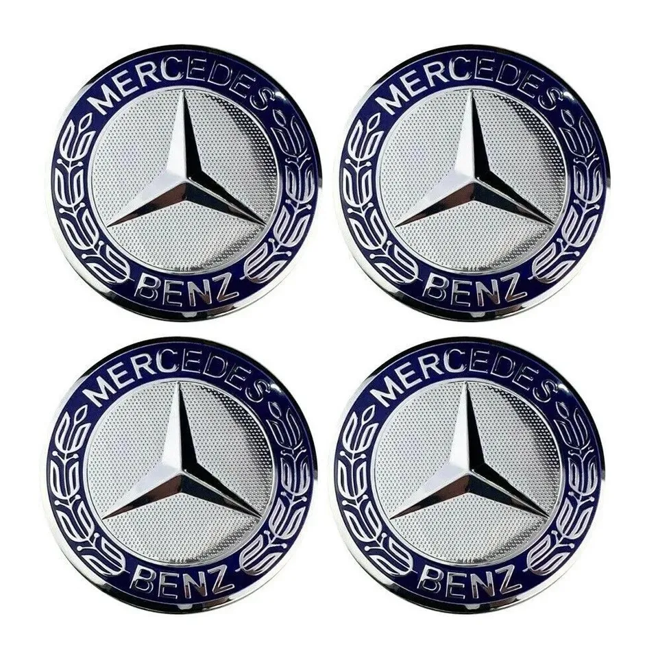4-Pack Mercedes-Benz Sentrumskapsler – Hjulkapsel Emblem 75mm