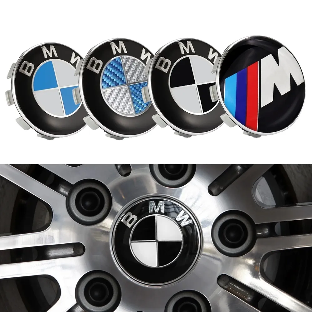 BMW Senterkopper / Hjulnav Bil Emblem - 4-pak - 68 mm (Svartvit)