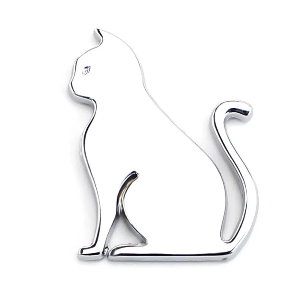 Metal Cat Sticker Støtfangerklistremerke Selvklebende dekorasjon - Sølv