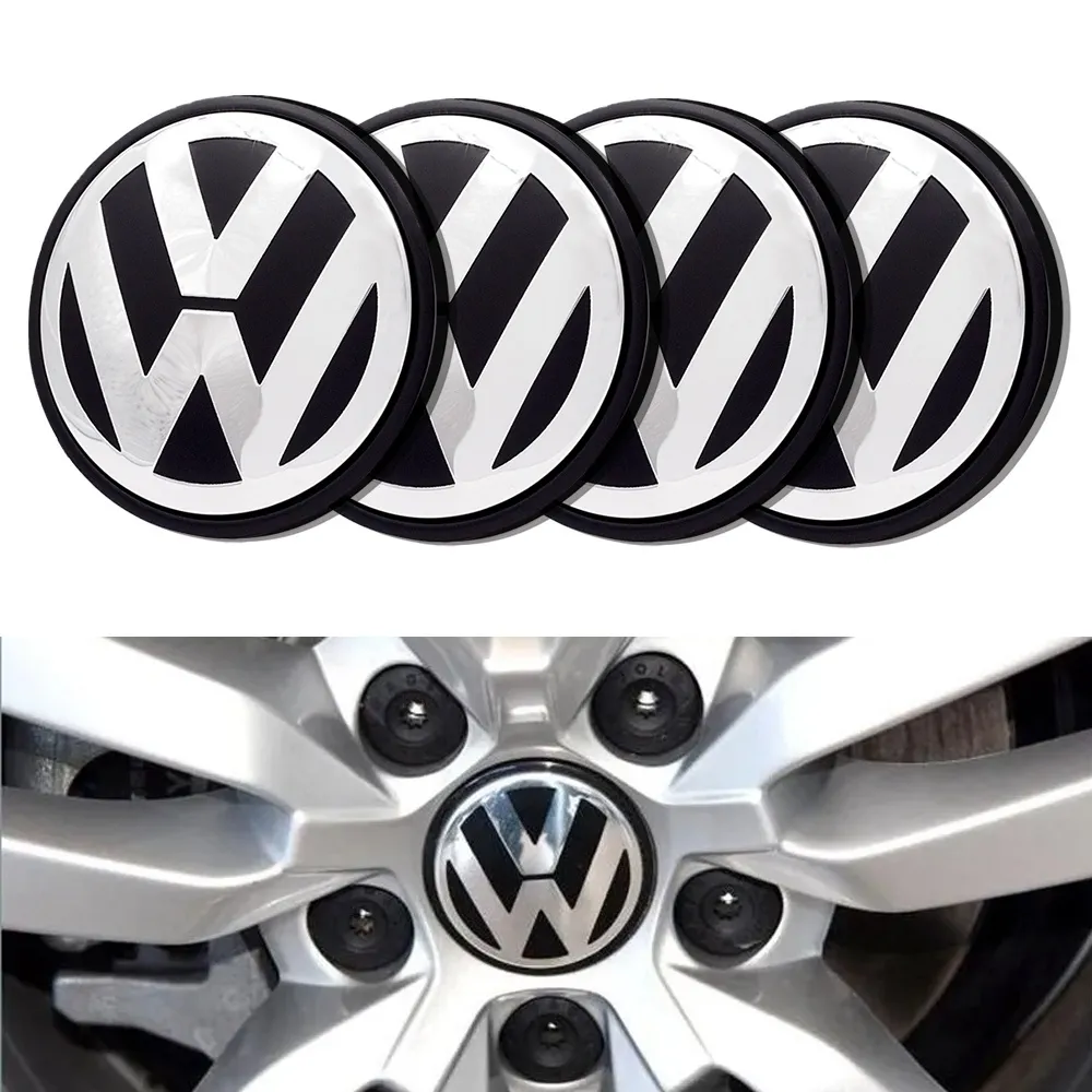 Volkswagen VW Senterkopper Stickers / Hjulnav Bil Emblem - 4-pak - 65 mm - Självhäftande