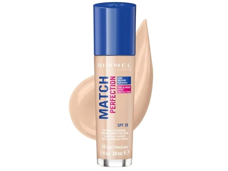 Rimmel Match Perfection Foundation, Light Porcelain 10- Cool, DBB098, Match Perfection Foundation shades 001-503 AQUA/WATER/EAU, CYCLOPENTASILOXANE...