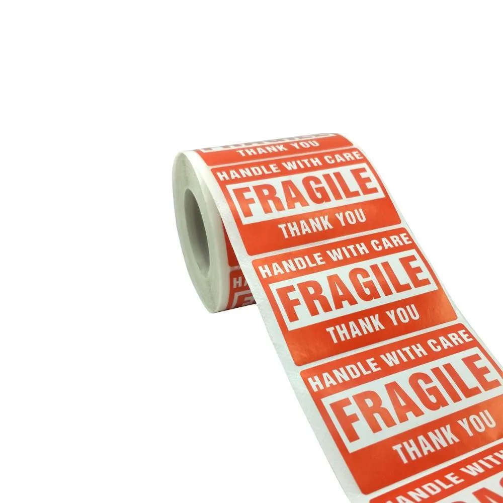 Klistermærke skrøbelig / fragile 7,5x5cm - 500-pak