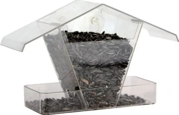Garden&Fun fuglemater til vindu/rute, transparent akryl, 24x9x15 cm med sugekopper