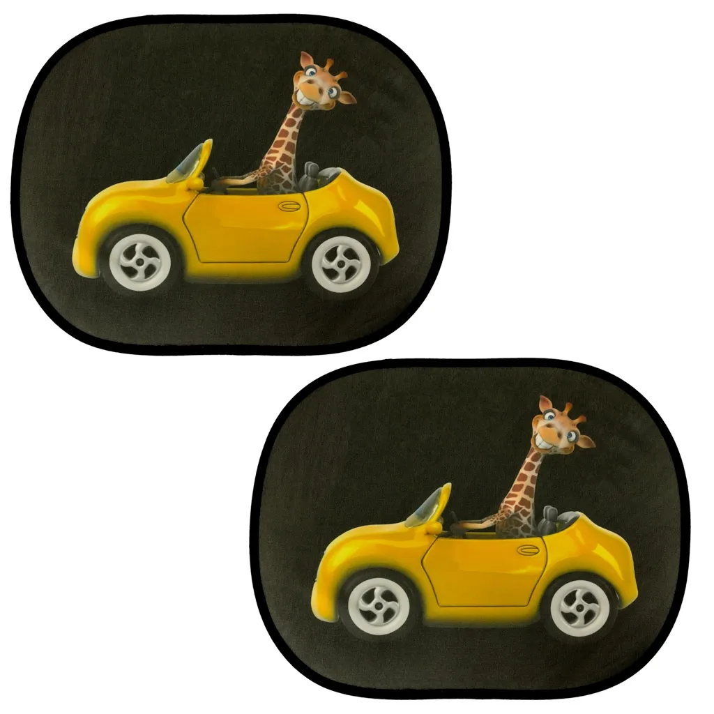 Solskjerming for bilvinduer med giraffmotiv – 2 stk