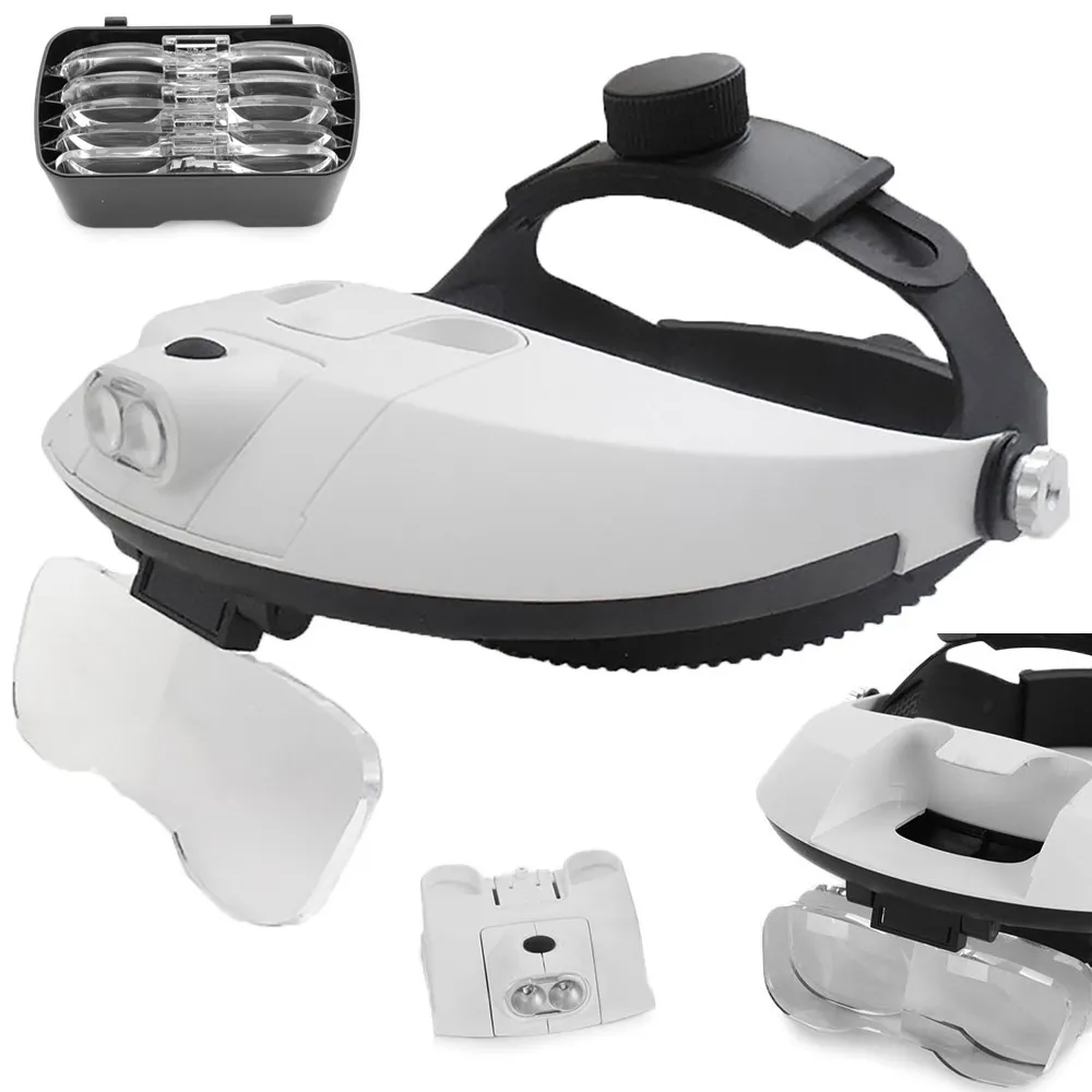 Hodelykt med LED & Forstørrelsesbriller - 3,5x