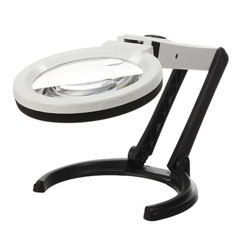 Sammenleggbar stor forstørrelsesglass med LED - lampe 2 x 120mm