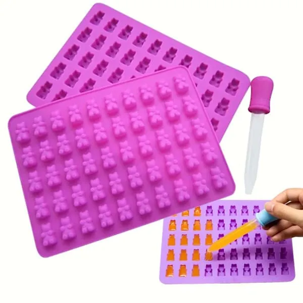 Silikon Godisform Bakeform Geléform Gummy Bears Godterbjørner med Pipette
