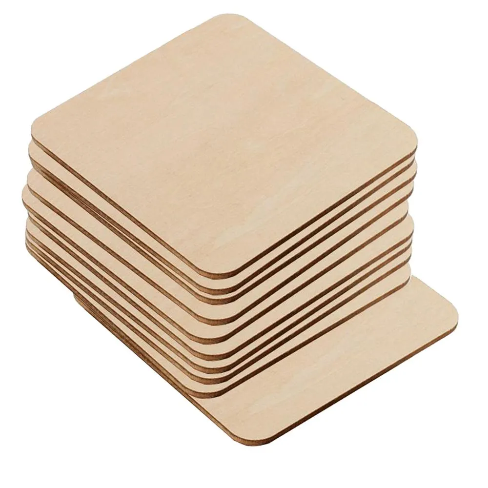 Blanke trebrikker for DIY - 6 cm - 10-pakning - Brikker