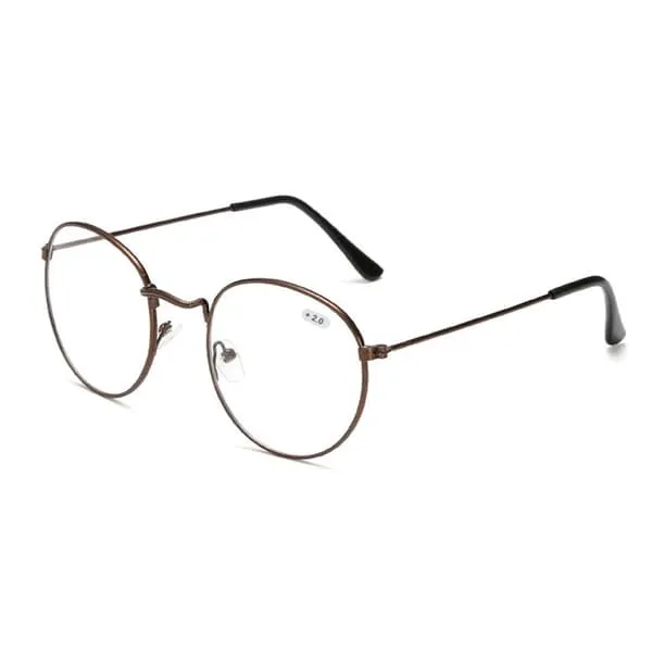 Retro runde lesebriller briller styrke 3.0 brun