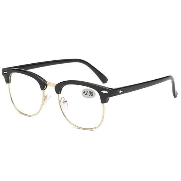 Black Clubmaster lesebriller med gullstyrke - 2