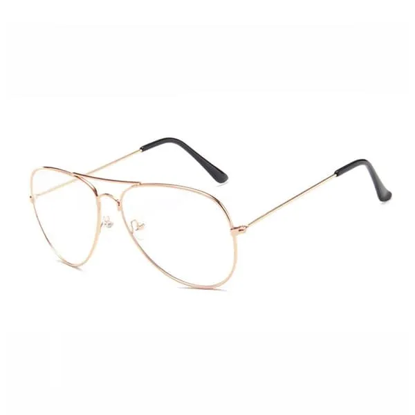 Retro RoseGuld Pilot Aviator Glasses Clear Glass Clear Glass uten styrke